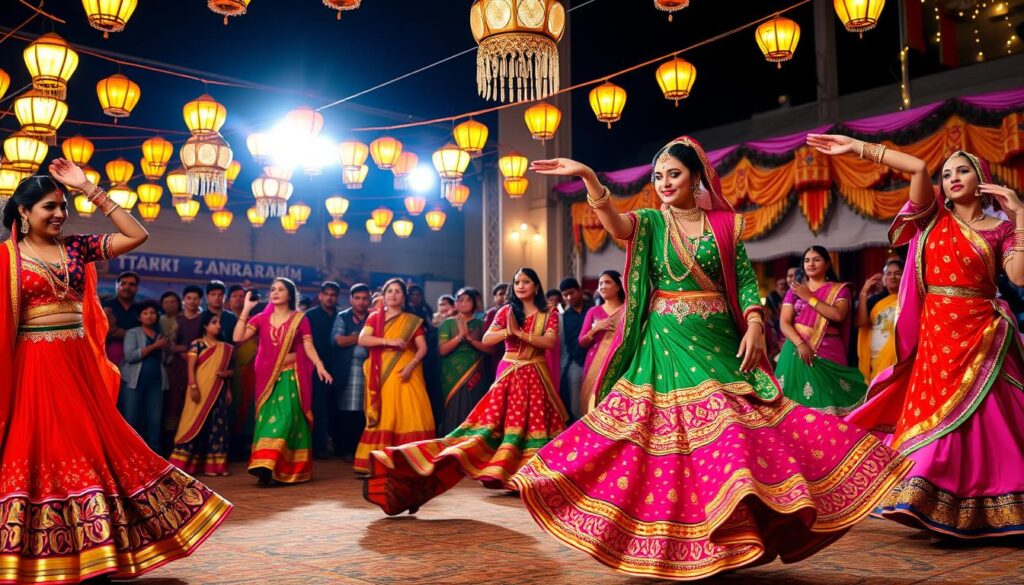 Garba dancers in traditional attire